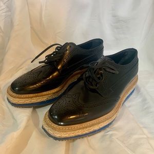PRADA Espadrille platform lace up work shoe